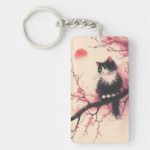 Tuxedo Cat op Cherry Blossom Japanse esthetiek