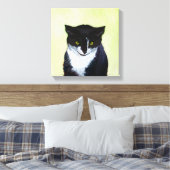Tuxedo Cat Paining - Kute Original Cat Art Canvas Afdruk (Insitu (Slaapkamer))