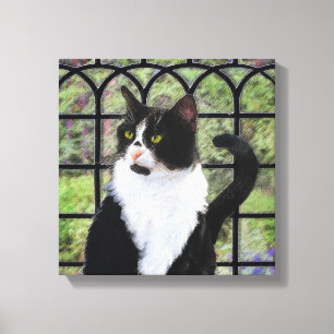 Tuxedo Cat Paining - Kute Original Cat Art Canvas Afdruk