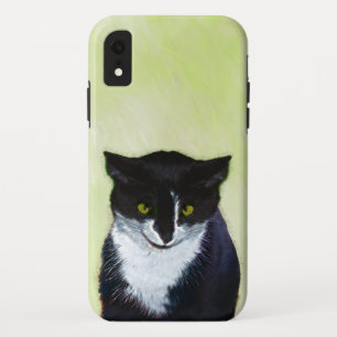 Tuxedo Cat Paining - Kute Original Cat Art iPhone XR Hoesje