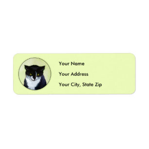 Tuxedo Cat Paining - Kute Original Cat Art Etiket