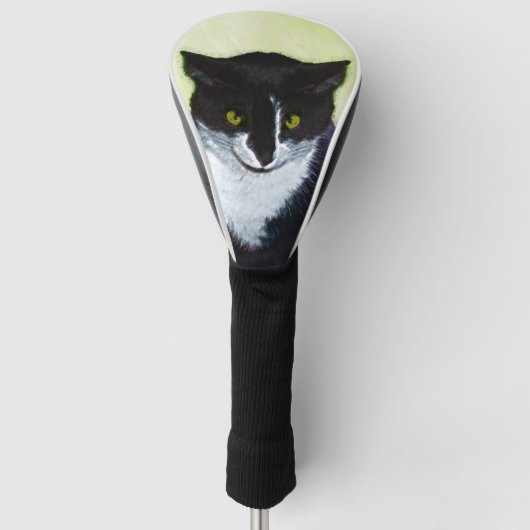 Tuxedo Cat Paining - Kute Original Cat Art Golfheadcover (Voorkant)