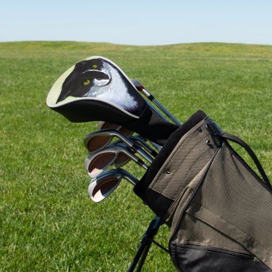 Tuxedo Cat Paining - Kute Original Cat Art Golfheadcover (Insitu)