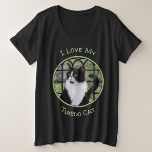 Tuxedo Cat Paining - Kute Original Cat Art Grote Maat T-shirt