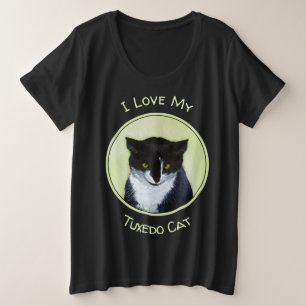 Tuxedo Cat Paining - Kute Original Cat Art Grote Maat T-shirt