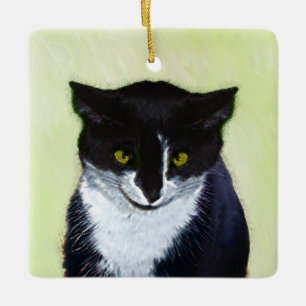 Tuxedo Cat Paining - Kute Original Cat Art Keramisch Ornament