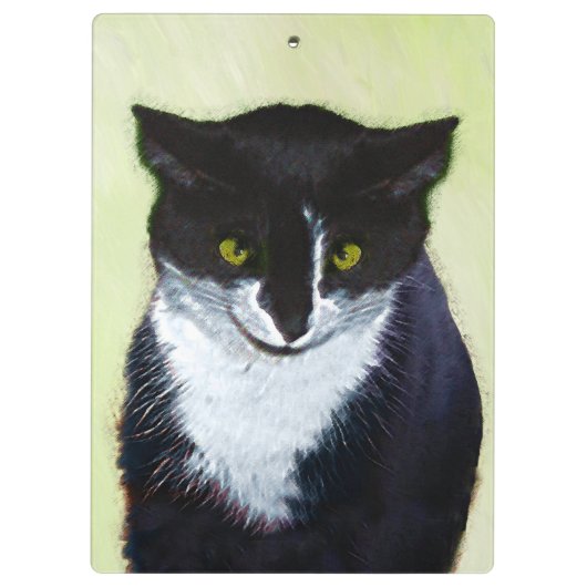 Tuxedo Cat Paining - Kute Original Cat Art Klembord (Achterkant)