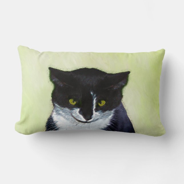 Tuxedo Cat Paining - Kute Original Cat Art Kussen (Voorkant)