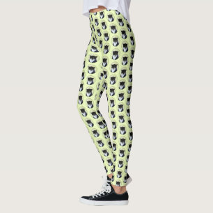 Tuxedo Cat Paining - Kute Original Cat Art Leggings