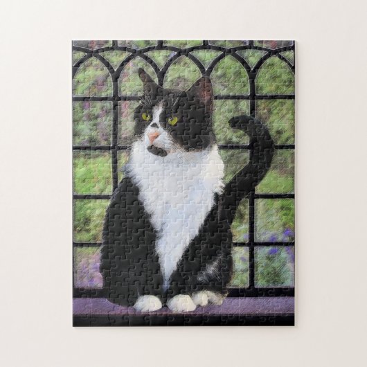 Tuxedo Cat Paining - Kute Original Cat Art Legpuzzel (Verticaal)