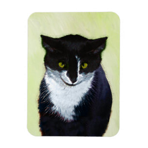 Tuxedo Cat Paining - Kute Original Cat Art Magneet