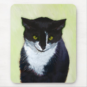 Tuxedo Cat Paining - Kute Original Cat Art Muismat