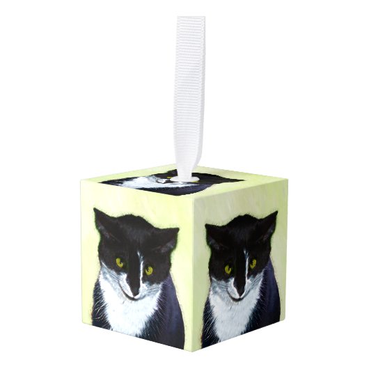 Tuxedo Cat Paining - Kute Original Cat Art Ornament (Voorkant hoekig)