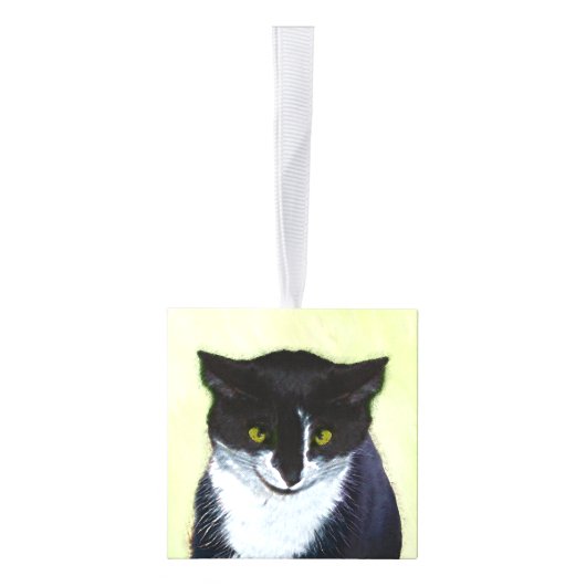 Tuxedo Cat Paining - Kute Original Cat Art Ornament (Rechts)