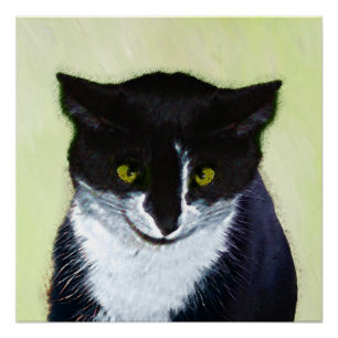 Tuxedo Cat Paining - Kute Original Cat Art Perfect Poster