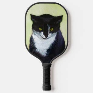 Tuxedo Cat Paining - Kute Original Cat Art Pickleball Paddle