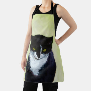 Tuxedo Cat Paining - Kute Original Cat Art Schort