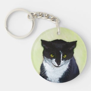 Tuxedo Cat Paining - Kute Original Cat Art Sleutelhanger