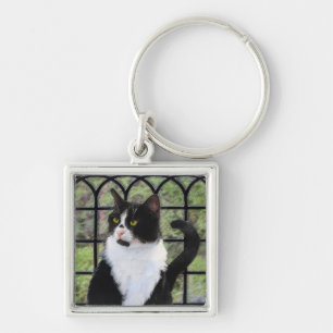Tuxedo Cat Paining - Kute Original Cat Art Sleutelhanger