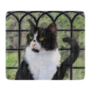 Tuxedo Cat Paining - Kute Original Cat Art Snijplank