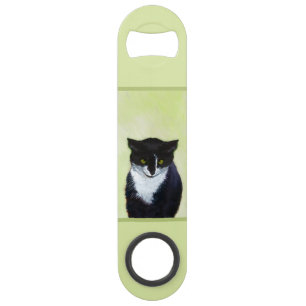 Tuxedo Cat Paining - Kute Original Cat Art Speed Flessenopener