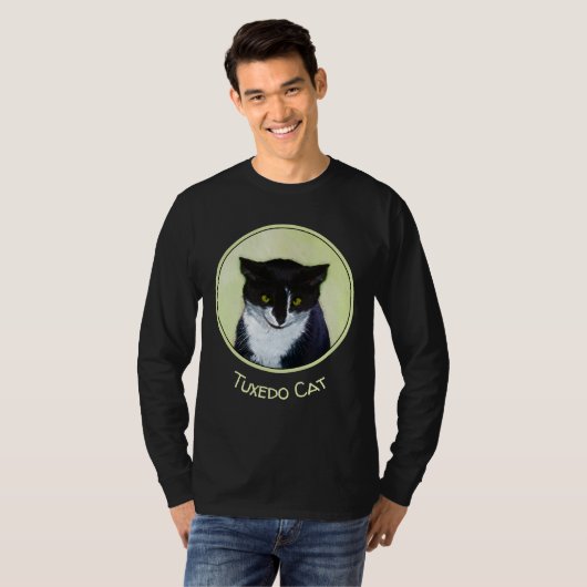 Tuxedo Cat Paining - Kute Original Cat Art T-shirt (Voorkant volledig)
