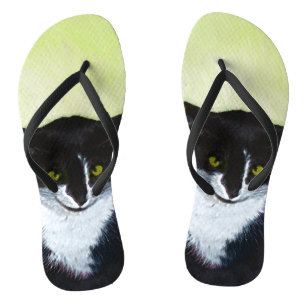 Tuxedo Cat Paining - Kute Original Cat Art Teenslippers