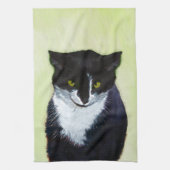Tuxedo Cat Paining - Kute Original Cat Art Theedoek (Verticaal)