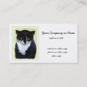Tuxedo Cat Paining - Kute Original Cat Art Visitekaartje (Voorkant)