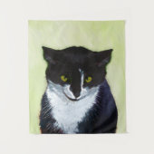 Tuxedo Cat Paining - Kute Original Cat Art Wandkleed (Voorkant)