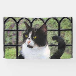 Tuxedo Cat Painting - Keer de originele kat Art Spandoek