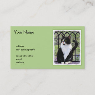 Tuxedo Cat Painting - Keer de originele kat Art Visitekaartje