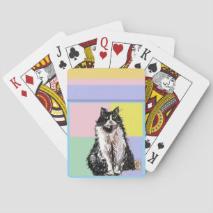 Tuxedo Cat Pastel Kleuren Roze Meisjes Naam Pokerkaarten