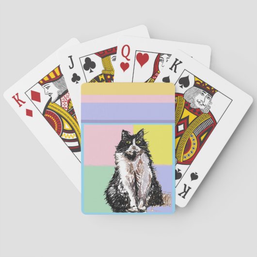 Tuxedo Cat Pastel Kleuren Roze Meisjes Naam Pokerkaarten (Achterkant)