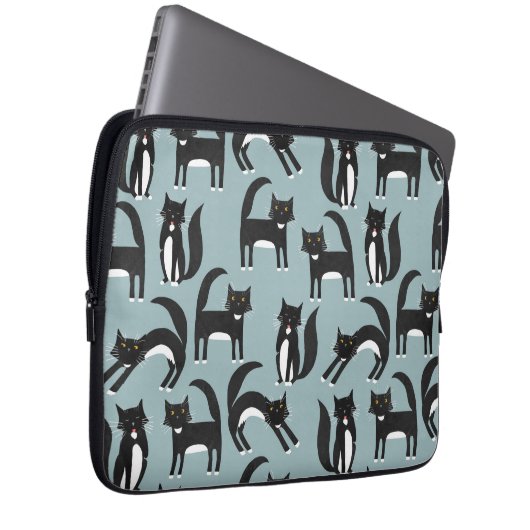 Tuxedo Cat Pattern Laptop Sleeve (Voorkant Rechts)