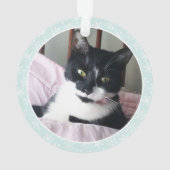 Tuxedo Cat Persoonlijke foto Kerstmis Ornament (achterkant)