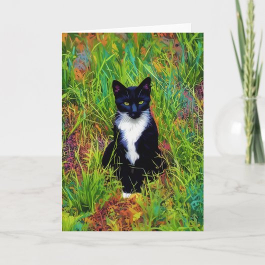Tuxedo Cat Pop Art Note Kaart (Voorkant)