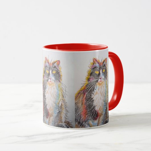 Tuxedo Cat Prettige Kerstmis Rode Kerstmok Mok (Voorkant rechts)