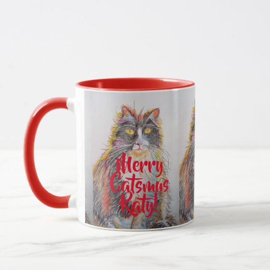 Tuxedo Cat Prettige Kerstmis Rood Kerstmug Mok (Links)