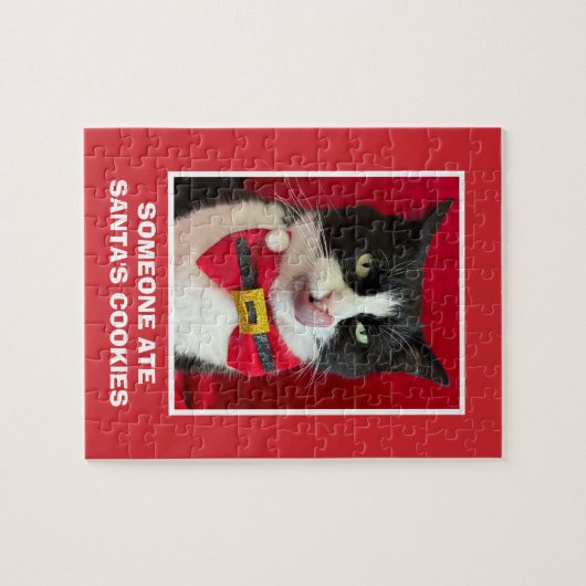Tuxedo Cat Red Kerstpuzzel Legpuzzel (Horizontaal)