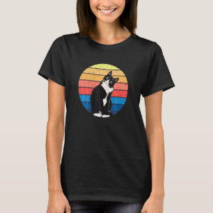 Tuxedo Cat Retro Kleuren Voor Dierenvrienden T-shirt