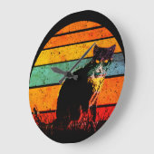 Tuxedo Cat Retro Style Sunset Grote Klok (Hoek)