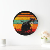 Tuxedo Cat Retro Style Sunset Grote Klok (Huis)