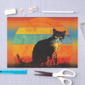 Tuxedo Cat Retro Style  Sunset Tissuepapier (Craft)