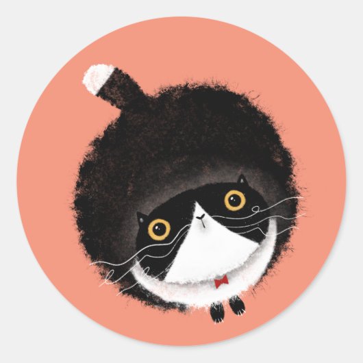 Tuxedo Cat Ronde Sticker (Voorkant)