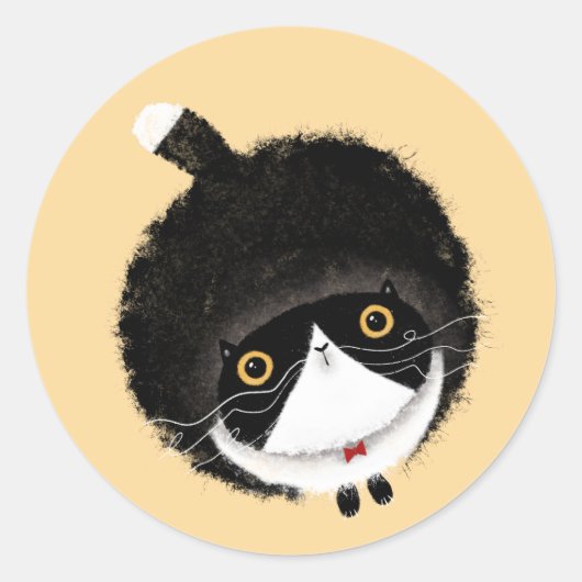Tuxedo Cat Ronde Sticker (Voorkant)