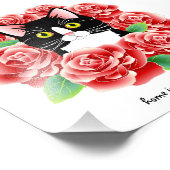 Tuxedo Cat Rozen Afdrukken "thuis is waar mijn kat Foto Afdruk (Hoek)