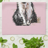 Tuxedo Cat Schattige Cats Zwart Wit Pastelroze Theedoek (Gevouwen)