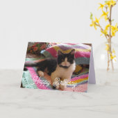 Tuxedo Cat Schattige met gehaakte tapijt Kaart (Gele Bloem)