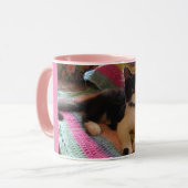 Tuxedo Cat Schattige met  Haakkleed Dank u Mok (Voorkant links)